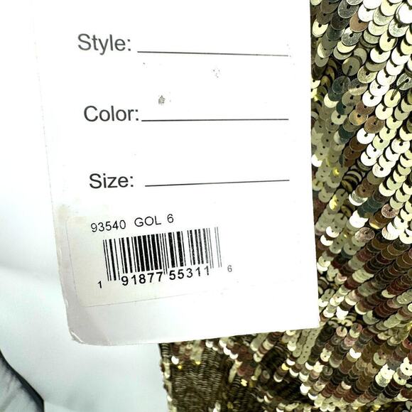 Mac Duggal Embellished Cap Sleeve Cowl Neck Trumpet Gown Golden Size 6 NWT - Picture 11 of 12